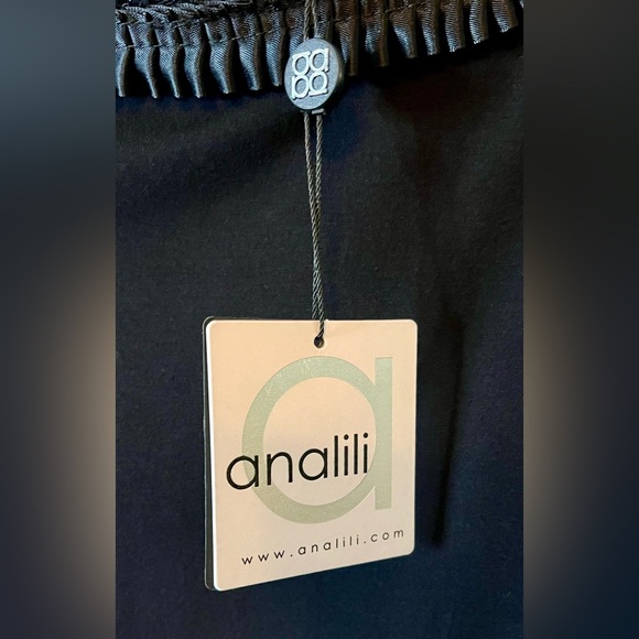 🤩 NEW ITEM! Analili Irma Ruched Tunic Dress Black Asymmetrical Midi Knee Length - Picture 9 of 13